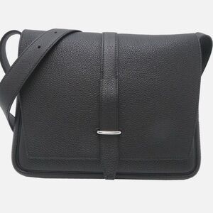 Hermes Black Leather Messenger Bag
